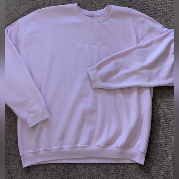 Gildan Tops - Gildan Women's "My Tummy Hurts" Graphic Light Pink Custom Crewneck Sweatshirt